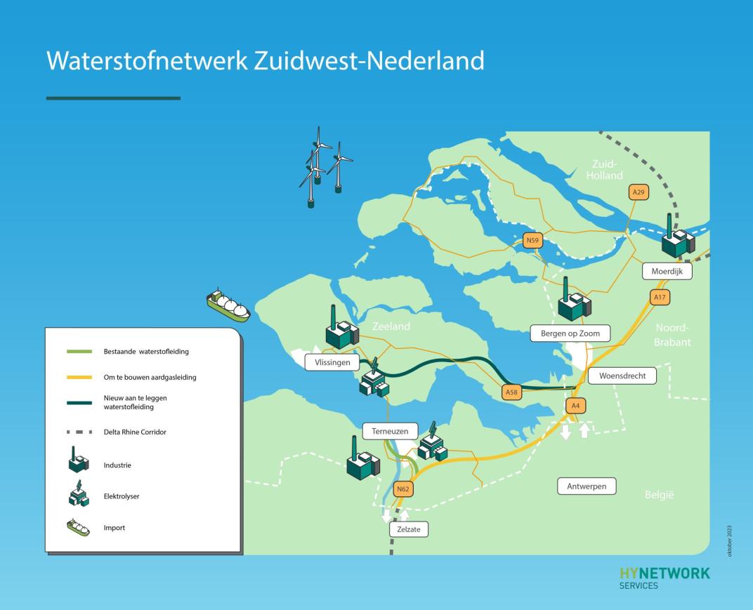 Waterstofkaart ZuidWest-Nederland